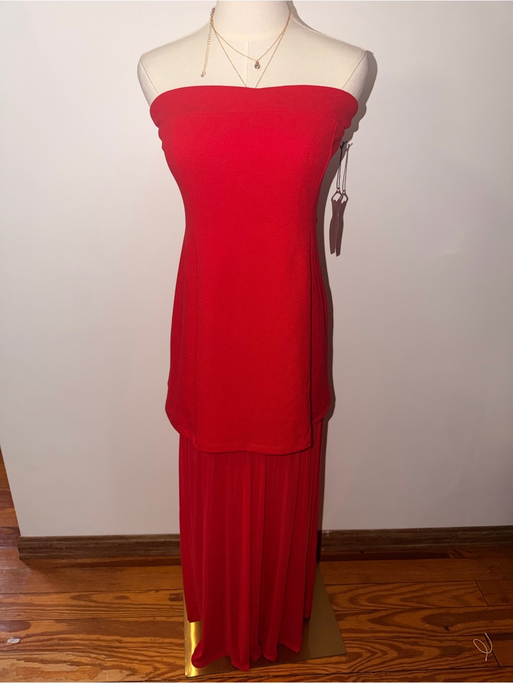 Red Strapless Maxi Dress - Women’s Evening Dress